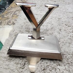 Metal LETTER Y Christmas STOCKING HANGER Holder Mantel Monogram